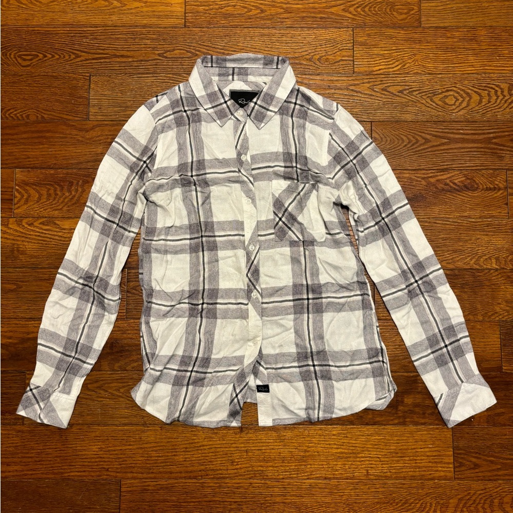 Women’s Rails Grey & Black Plaid Button Up Hunter Shirt // XS